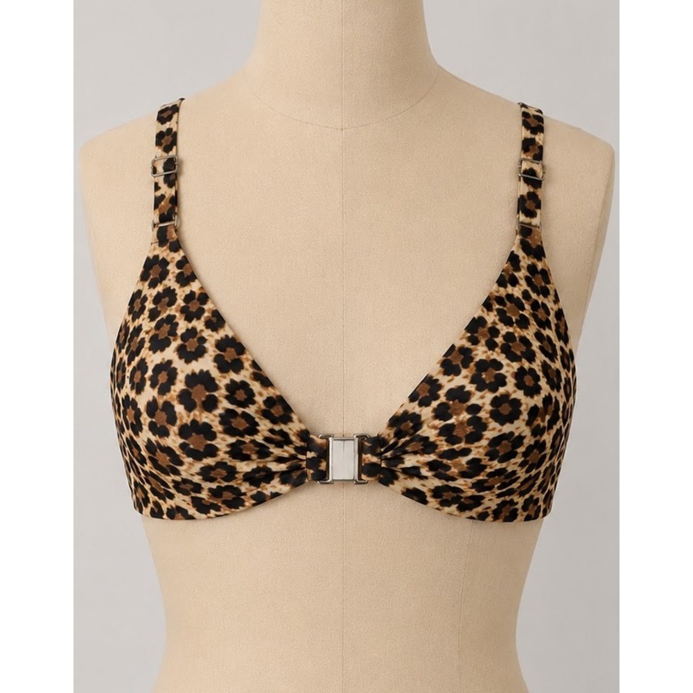 Andie Swim The Dalia Cheetah Print Bikini Top Adjustable Est S Resort Vacation